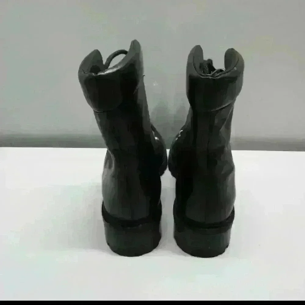 Schutz Women's US 6.5 B Jayne Soft Lightweight Leather Combat Boots Black - Picture 6 of 10
